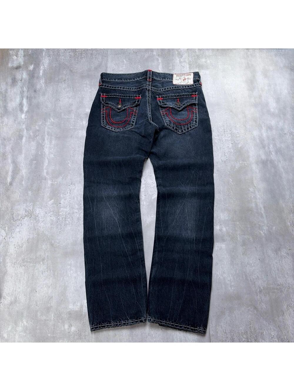 Y2K Black True Religion Grunge Ricky Straight Denim Jeans